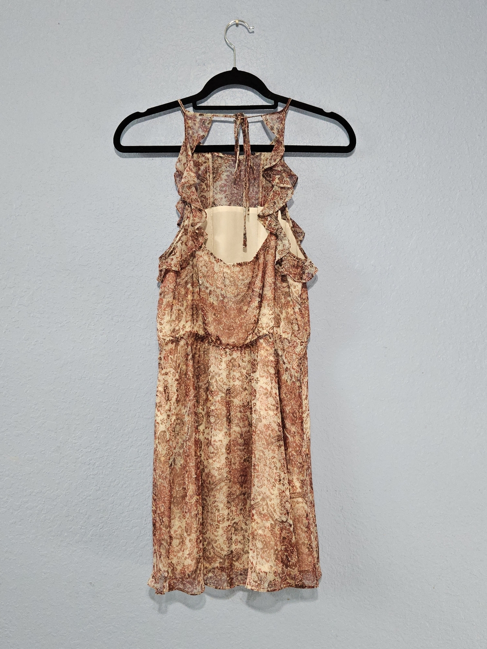 BCBGeneration Rust Floral Ruffle Mini Dress - Picture 7 of 11
